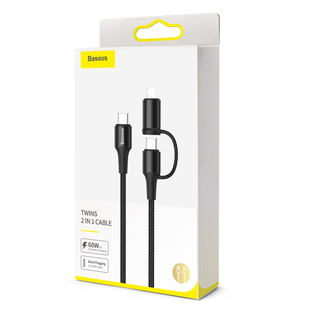 Baseus Twins 2 In 1 Cable Type-C 3A Ip 2A 1M