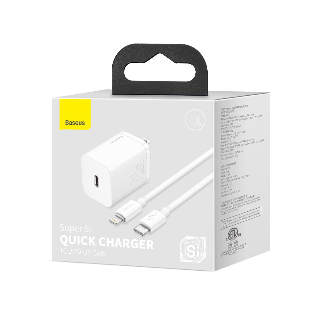 Baseus Super Si Quick Charger Type-C 20W Us Sets (Suit For Ip12)