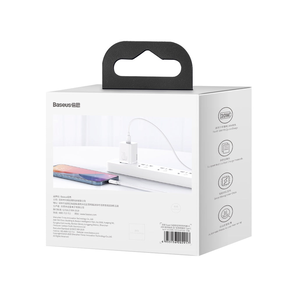 Baseus Super Si Quick Charger Type-C 20W Us Sets (Suit For Ip12)