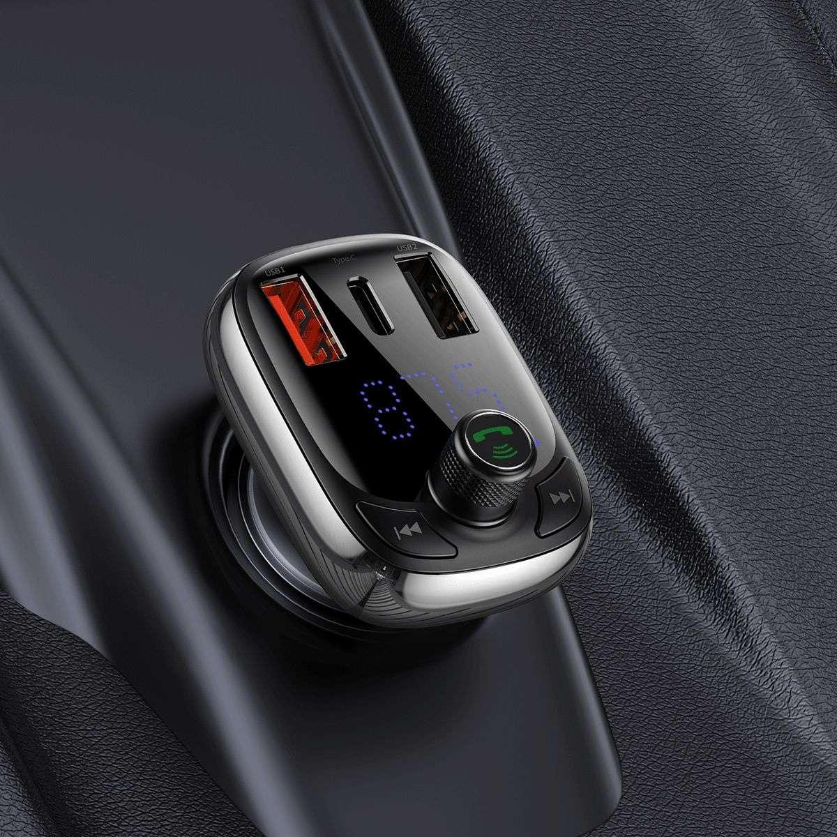 Baseus T Shaped S-13 Car Bluetooth MP3 Player (PPS Fast Charger Edition) Black