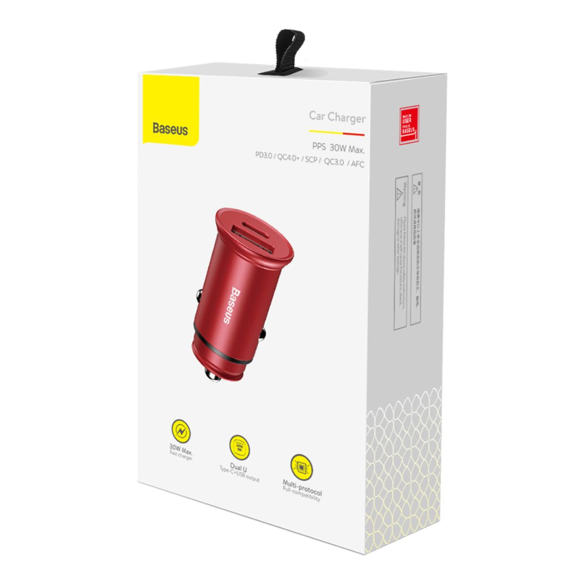 Baseus Circular Metal A+C 30W PPS Car Charger Red