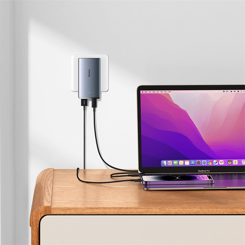 Baseus GaN5 Pro Ultra-Slim Fast Charger C+U 65W Overseas Edition - Gray
