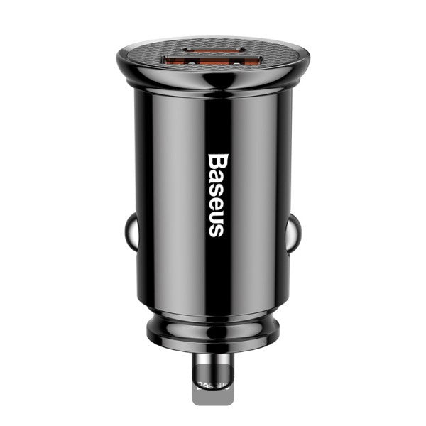 Baseus Circular Metal C+U 30W PPS Car Charger Cluster Black w/ C to C Cable