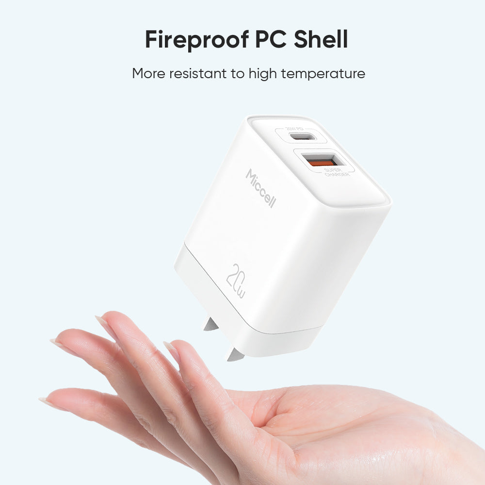 Miccell VQ-T13 Fast Charger C+U 20W – White