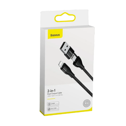 Baseus 2-In-1 Cable Usb-A+Type-C To Ip 18W Max 1M