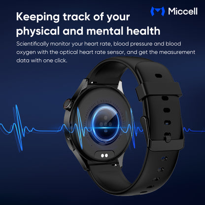 Miccell Smart Watch Ultra-Wide Viewing Angle SM03 Black