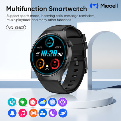 Miccell Smart Watch Ultra-Wide Viewing Angle SM03 Black
