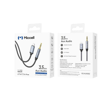 Miccell Audio Cable AUX002 IP-3.5MM 1M GRY+BLK