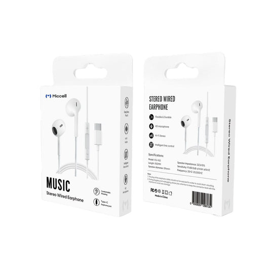 Miccell Type-C Wired Earphone VQ-H53 White