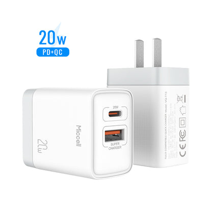 Miccell VQ-T13 Fast Charger C+U 20W – White