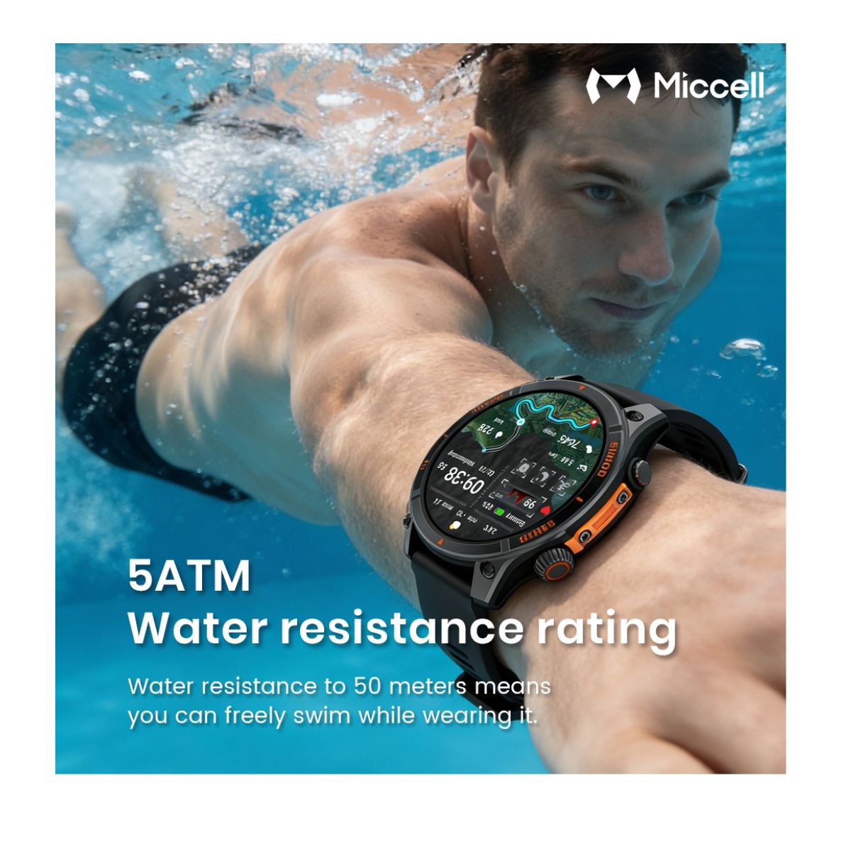 Miccell Smart Watch Water Resistance & GPS SM16 Black