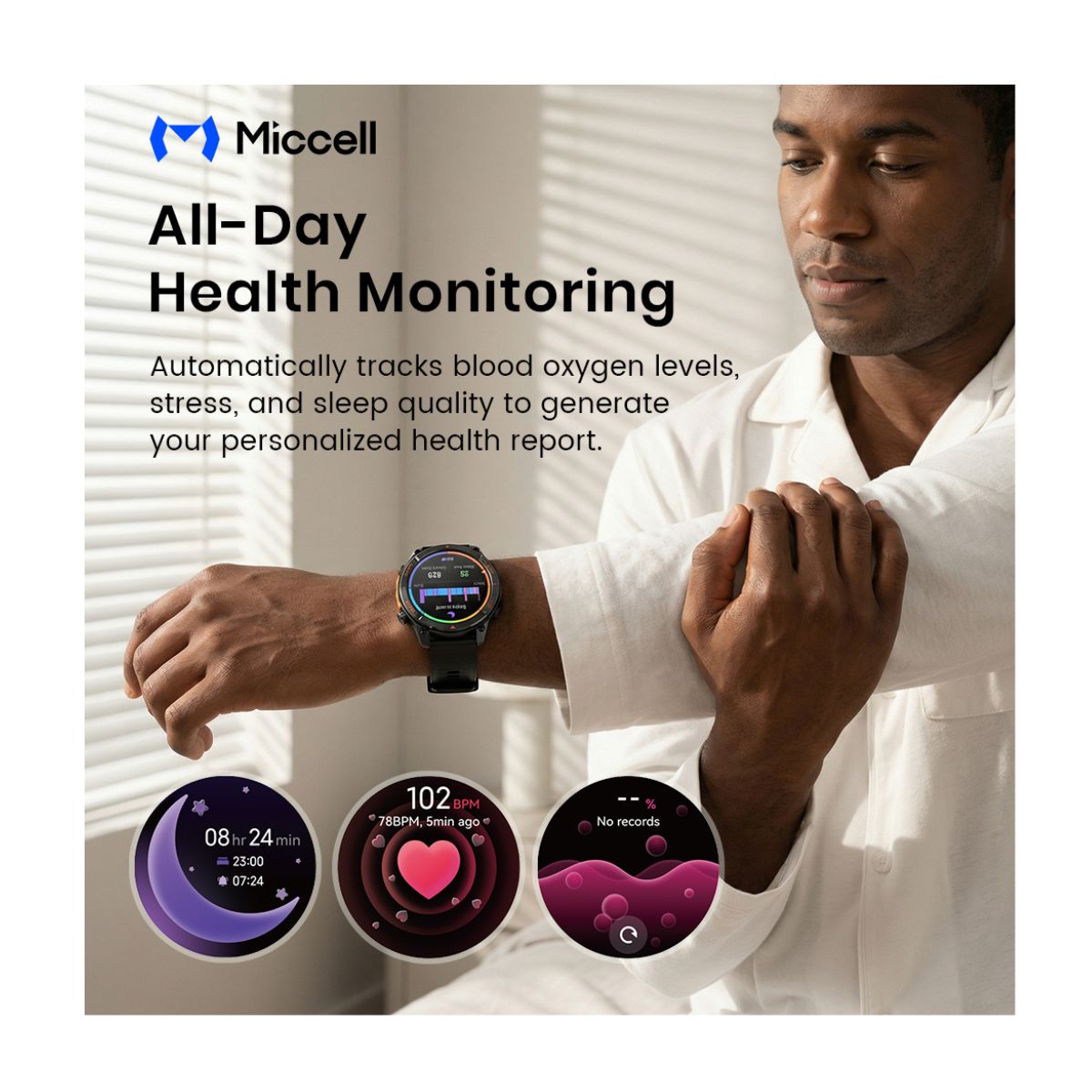 Miccell Smart Watch Water Resistance & GPS SM16 Black