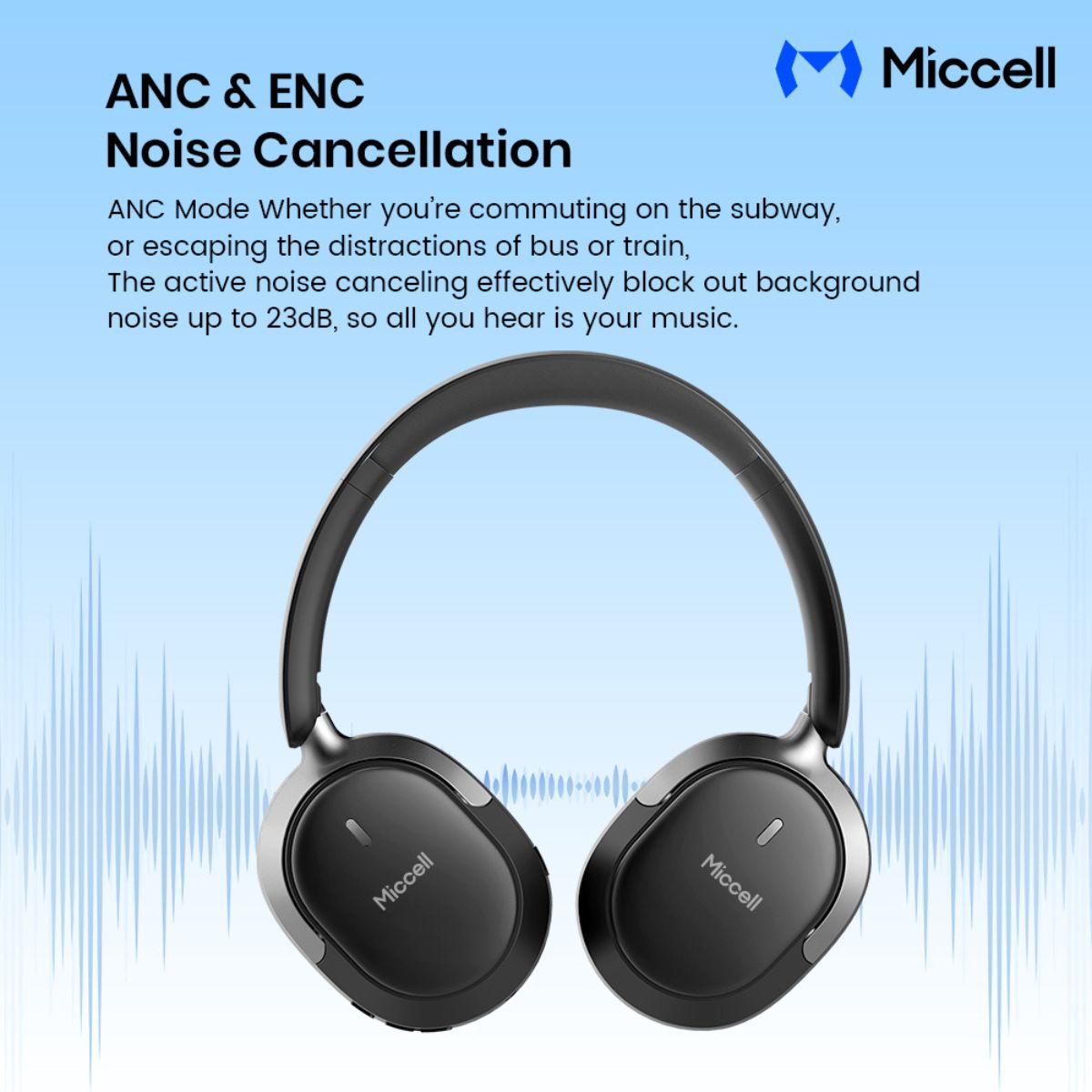 Miccell VQ-B19 Wireless Headphone 6.0 ANR Black