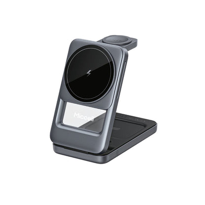 Miccell VQ-W18 3 in 1 Magnetic Wireless Charger 15W - Gray