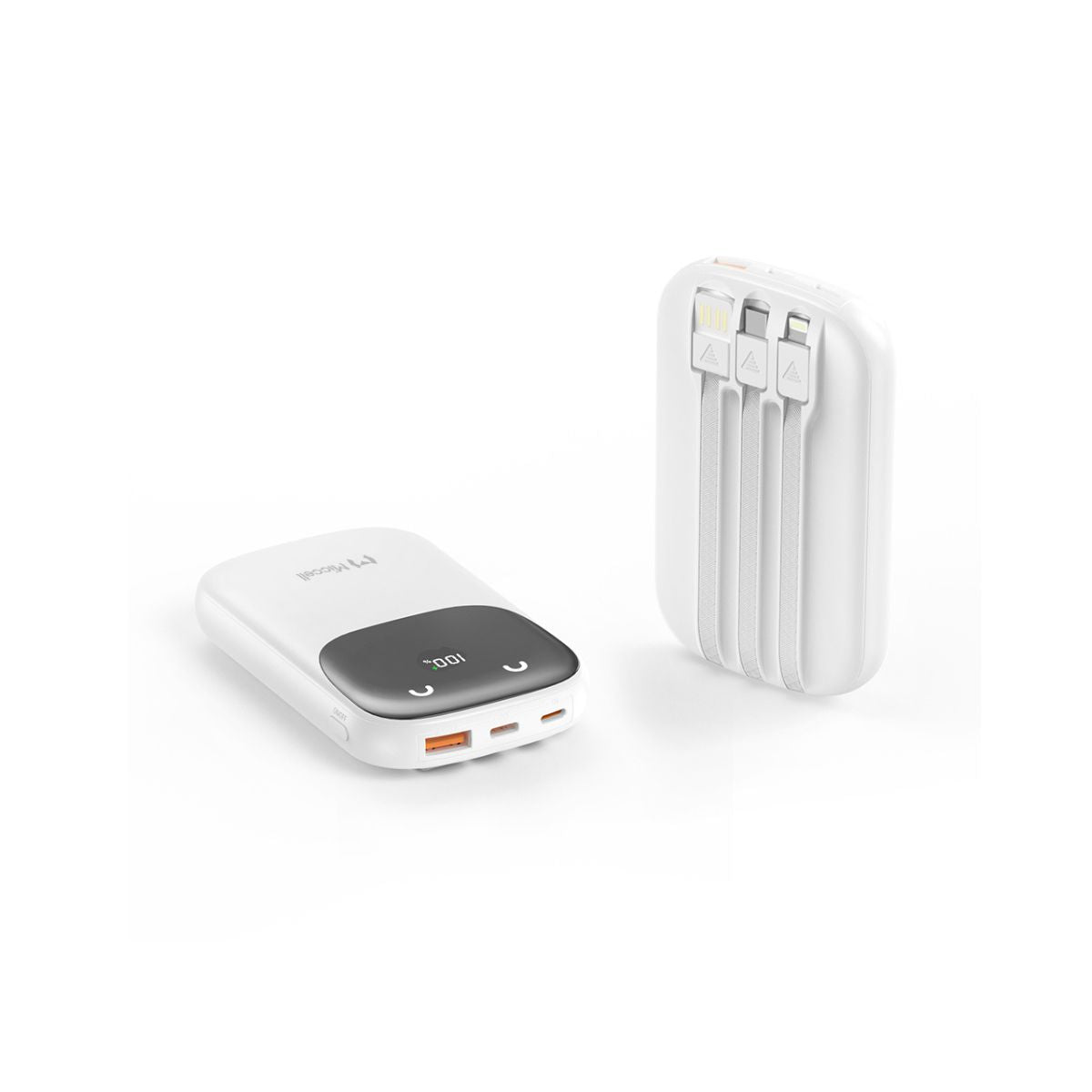 Miccell P16 Power Bank w/3 Built-in Cables 10000 mAh 22.5W - White