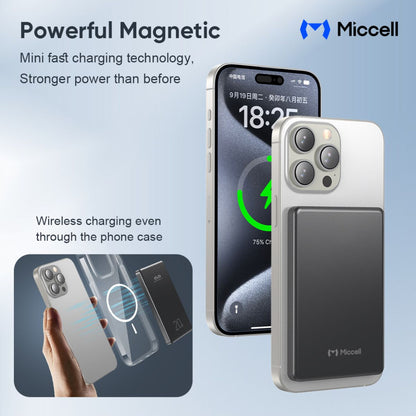 Miccell P31 Magnetic Wireless Charging Power Bank 10000 mAh 20W - Gray