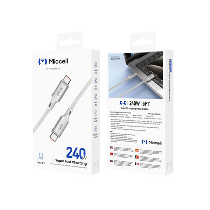 Miccell VQ-D169 Fast Charging Data Cable C To C 240W 1.5M 5FT- White
