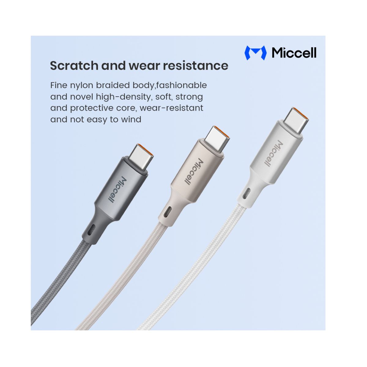 Miccell VQ-D169 Fast Charging Data Cable C To C 240W 1.5M 5FT- White
