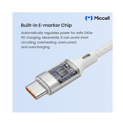 Miccell VQ-D169 Fast Charging Data Cable C To C 240W 1.5M 5FT- White